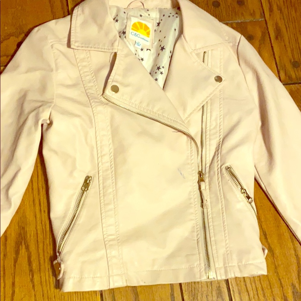 Pink vegan leather jacket